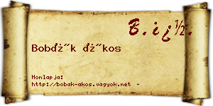 Bobák Ákos névjegykártya